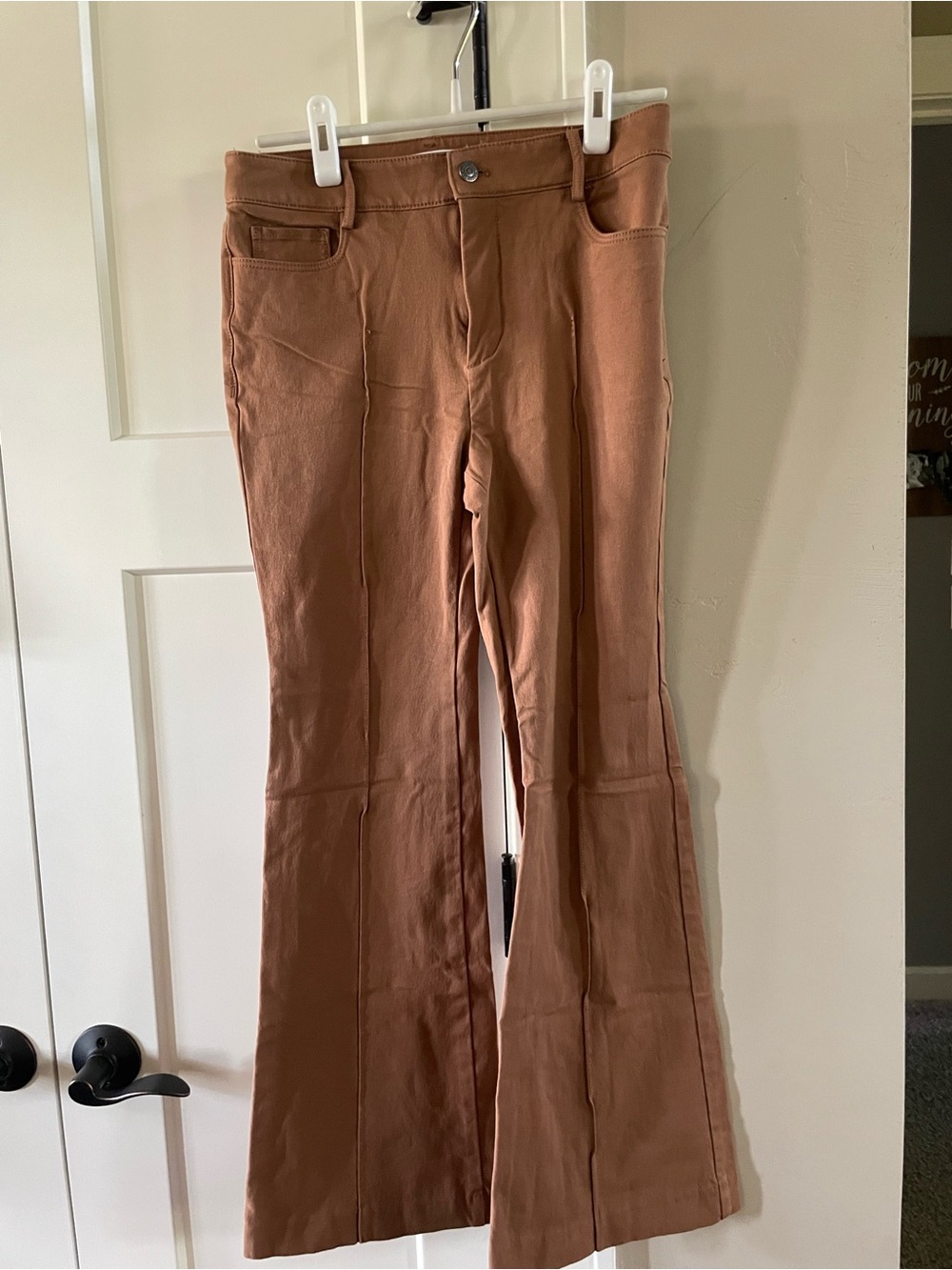 LOFT High-Rise Flare Pants in Rust